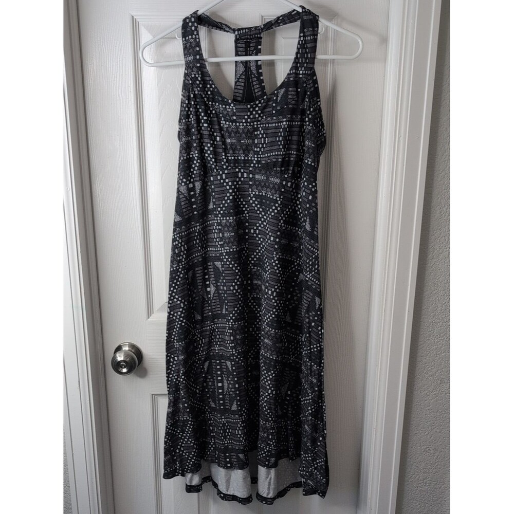 Prana Black & Gray Geometric Tank Maxi Dress Size M